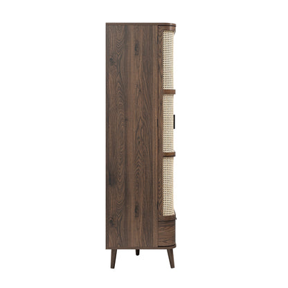 Armoire 4 portes en rotin courbé Izzy, noyer