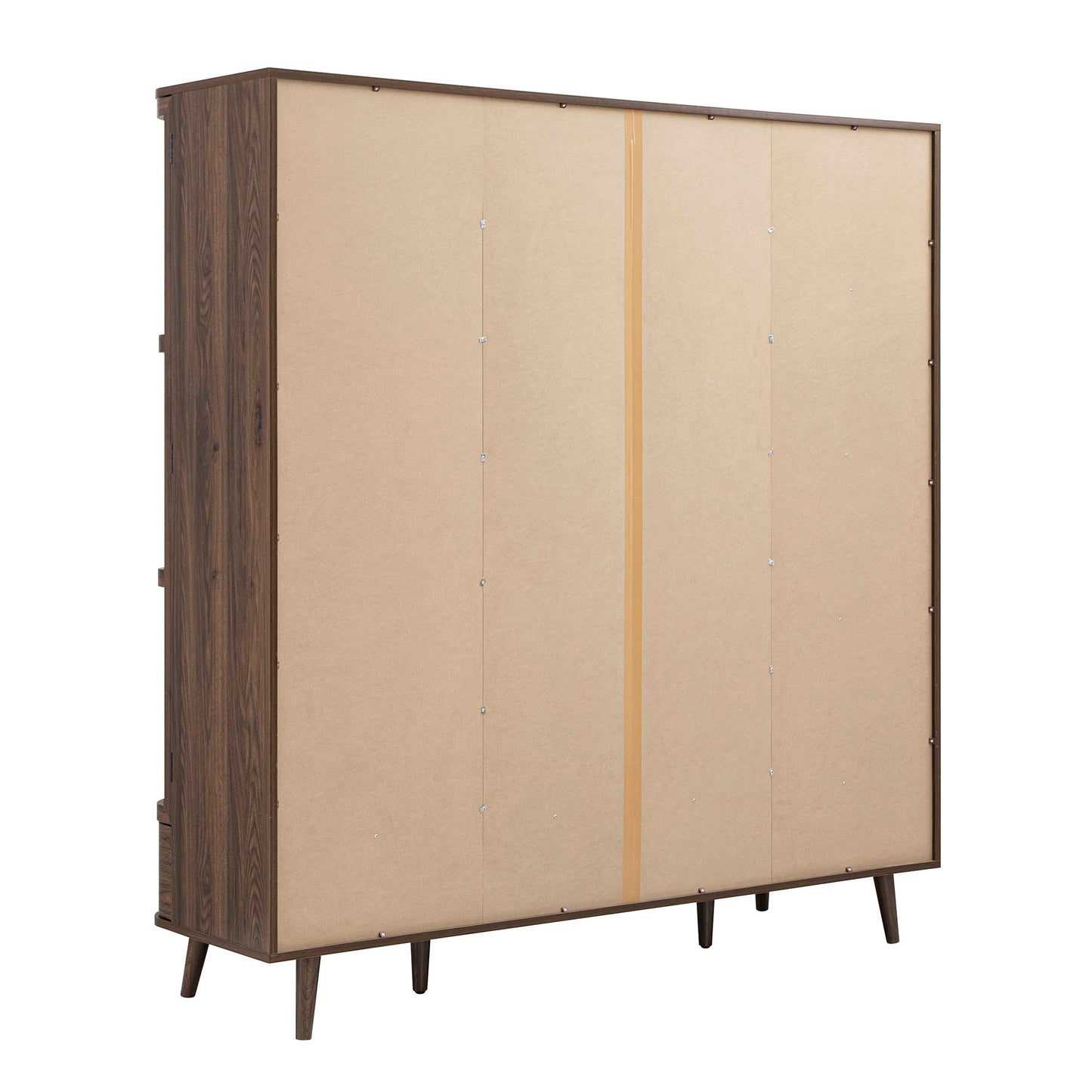 Armoire 4 portes en rotin courbé Izzy, noyer