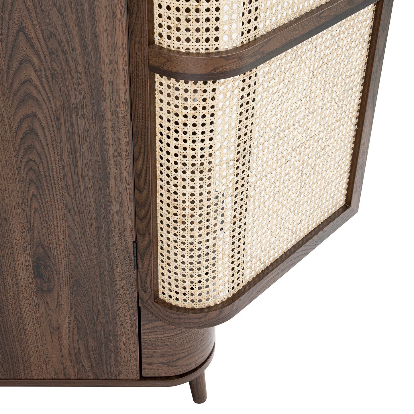 Armoire 4 portes en rotin courbé Izzy, noyer