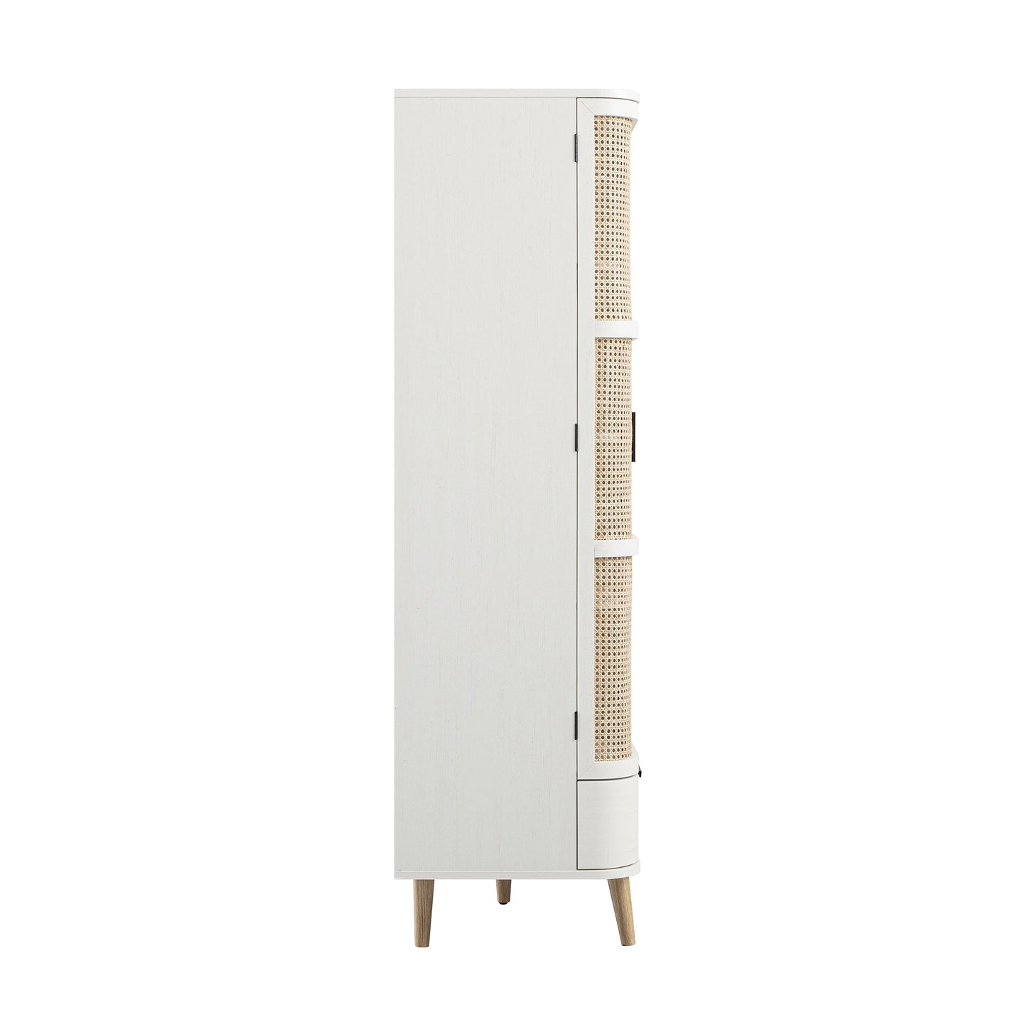 Armoire 4 portes incurvée en rotin Izzy, blanche