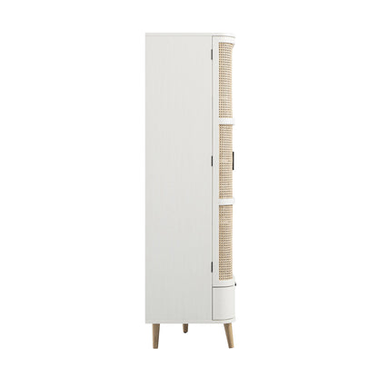 Armoire 4 portes incurvée en rotin Izzy, blanche