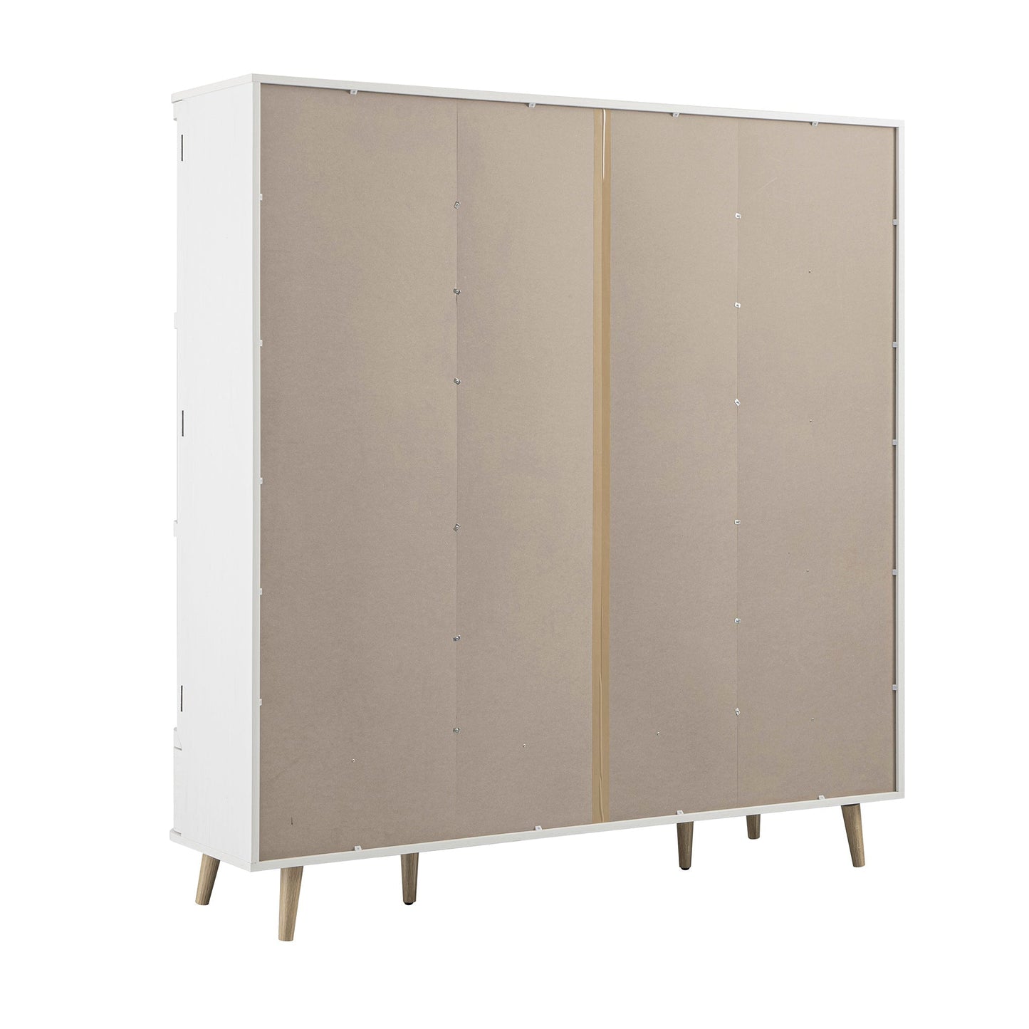 Armoire 4 portes incurvée en rotin Izzy, blanche