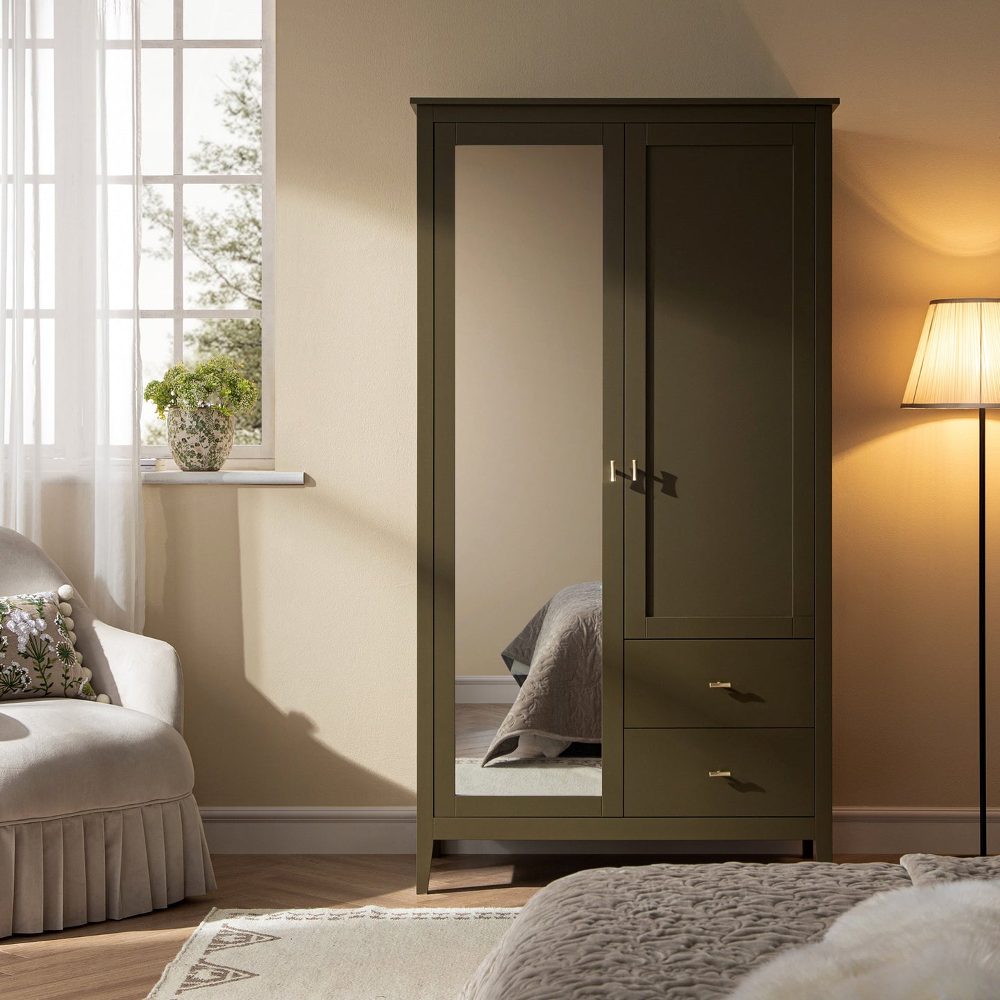Armoire double à miroirs Oakham, Olive Grove