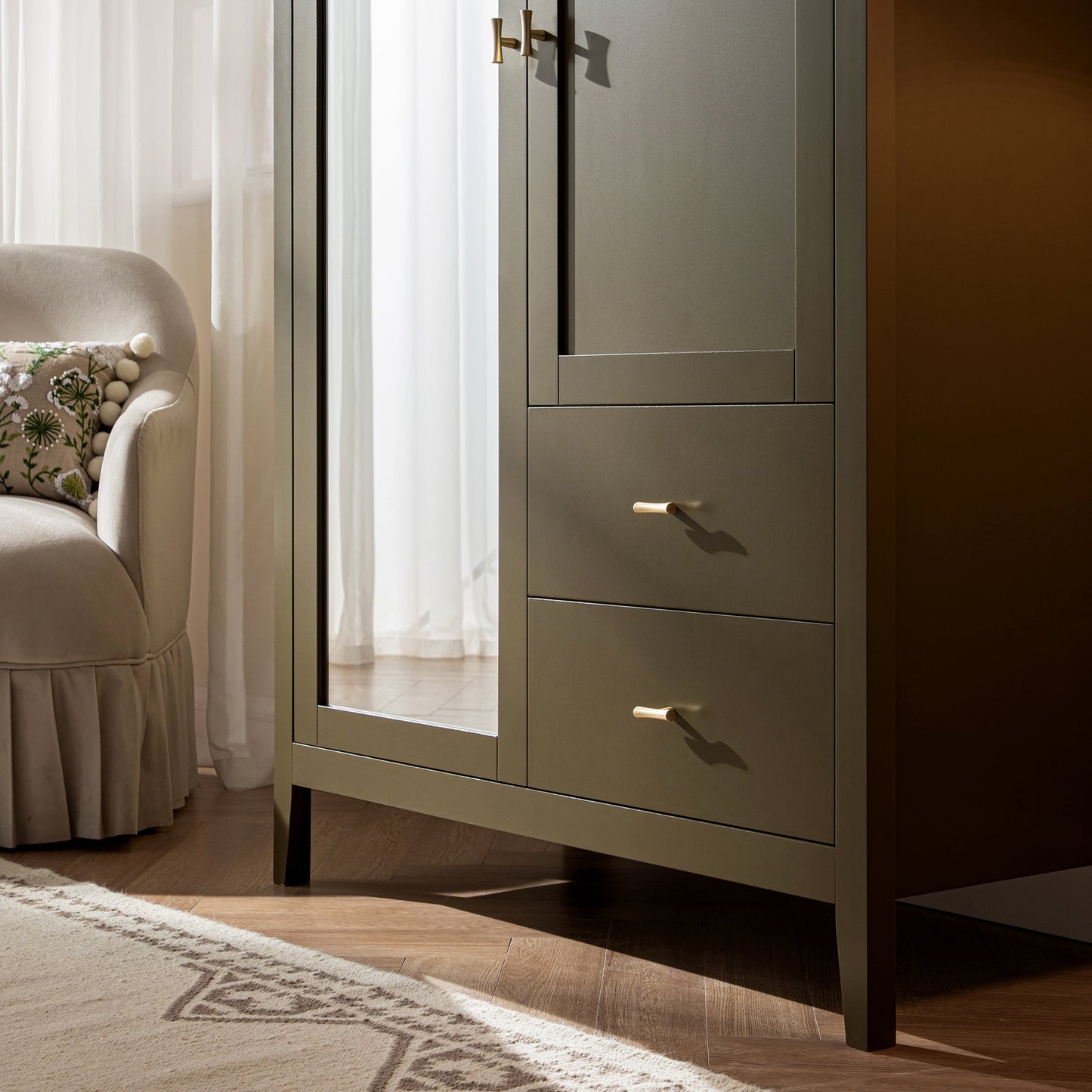 Armoire double à miroirs Oakham, Olive Grove