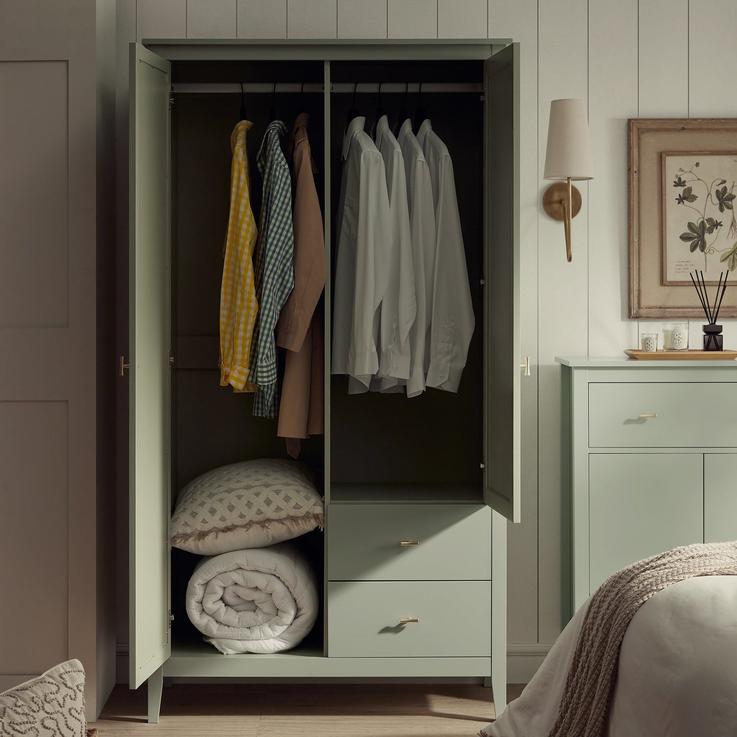 Armoire double miroir Oakham, sauge du désert
