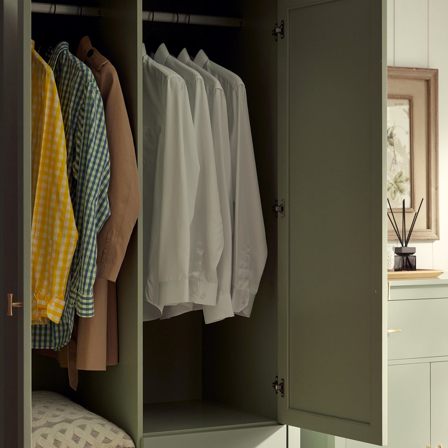 Armoire double miroir Oakham, sauge du désert