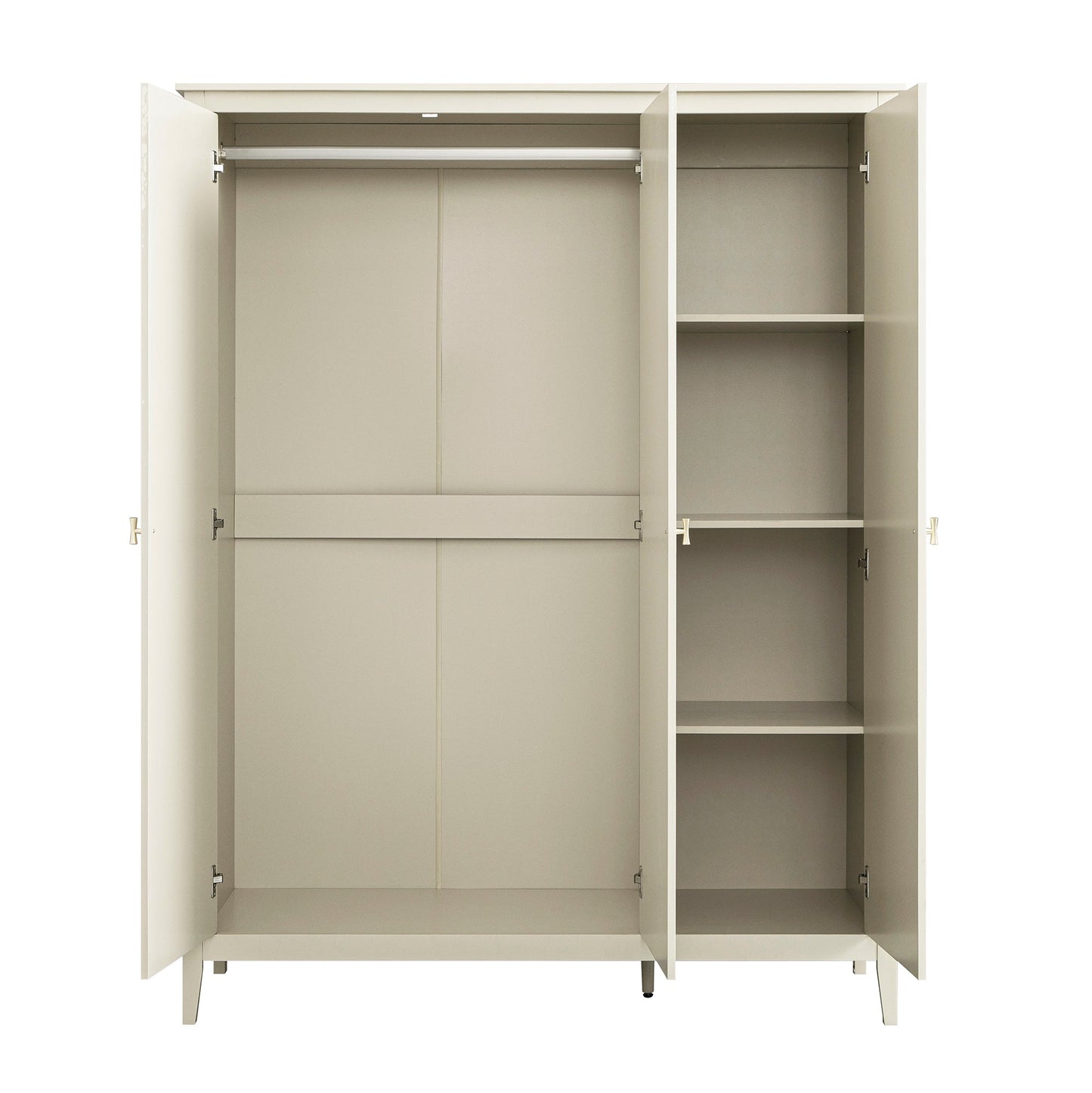 Placard triple Oakham, blanc ombragé