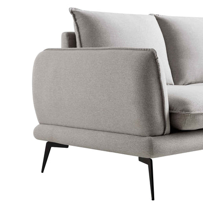Canapé 2 places en tissu gris chiné Obriel
