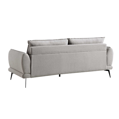 Canapé 3 places en tissu gris chiné Obriel