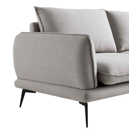 Canapé 3 places en tissu gris chiné Obriel