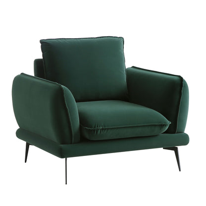 Fauteuil en velours vert forêt Obriel