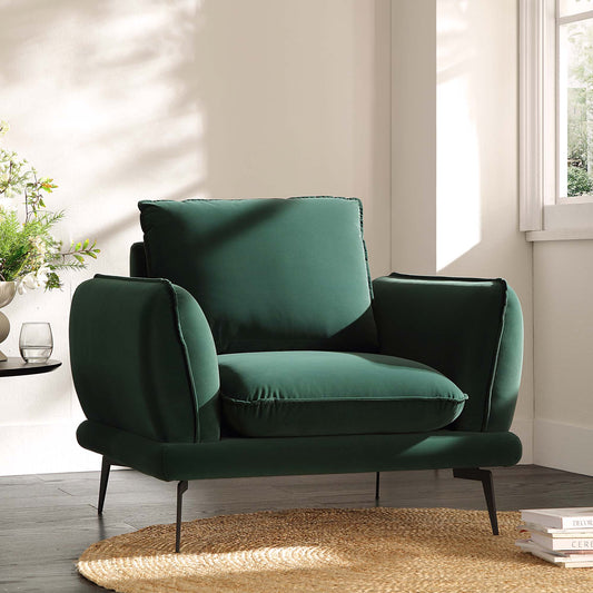 Fauteuil en velours vert forêt Obriel