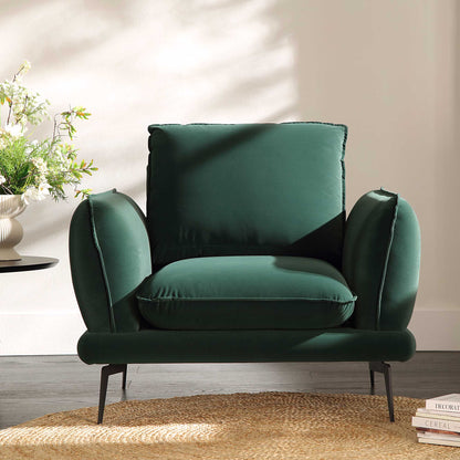 Fauteuil en velours vert forêt Obriel