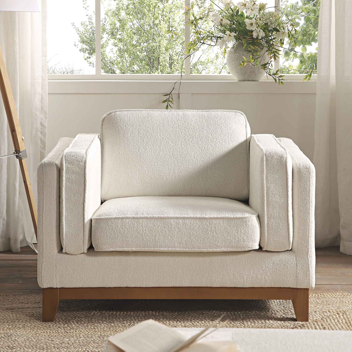 Canapé Dipley en tissu bouclé beige, 1 place