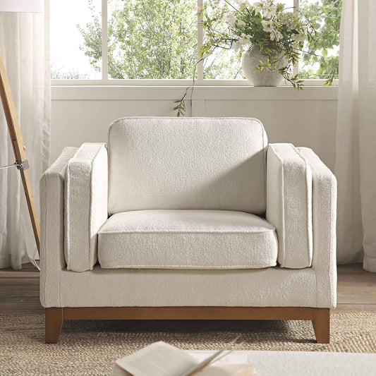 Canapé Dipley en tissu bouclé beige, 1 place