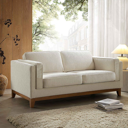 Canapé Dipley en tissu bouclé beige, 2 places