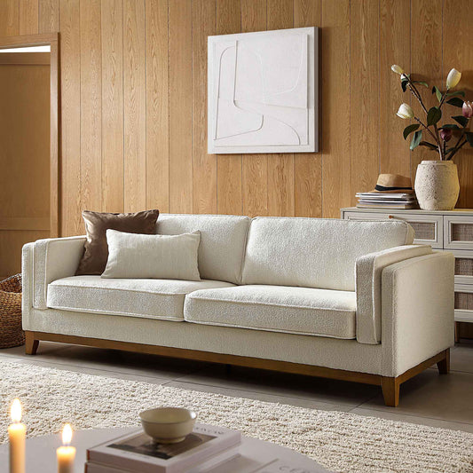 Canapé Dipley en tissu bouclé beige, 3 places