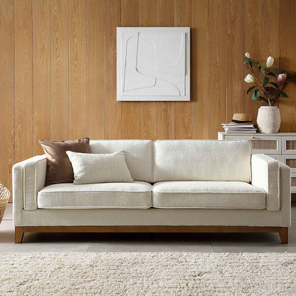 Canapé Dipley en tissu bouclé beige, 3 places