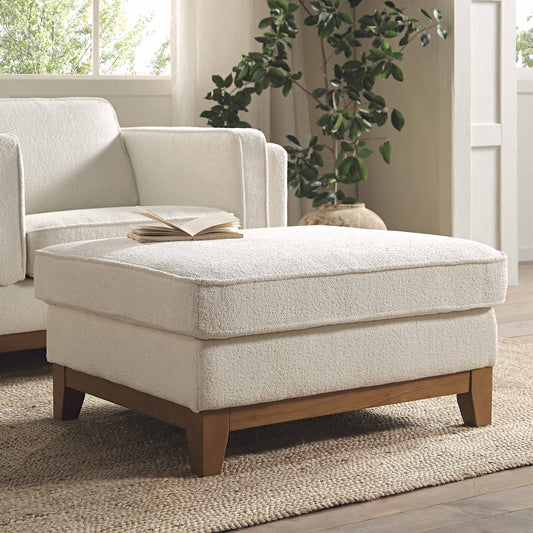 Repose-pieds de rangement en tissu bouclé beige Dipley