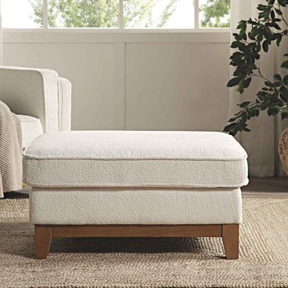 Repose-pieds de rangement en tissu bouclé beige Dipley