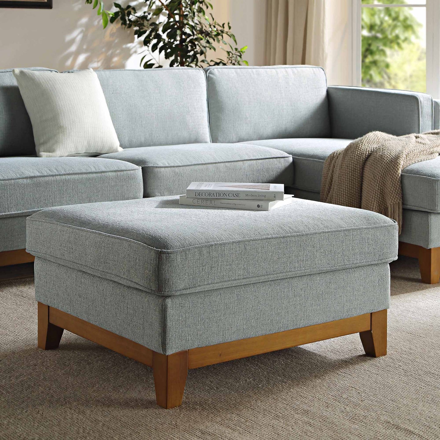 Repose-pieds de rangement en tissu tissé Dipley Sage