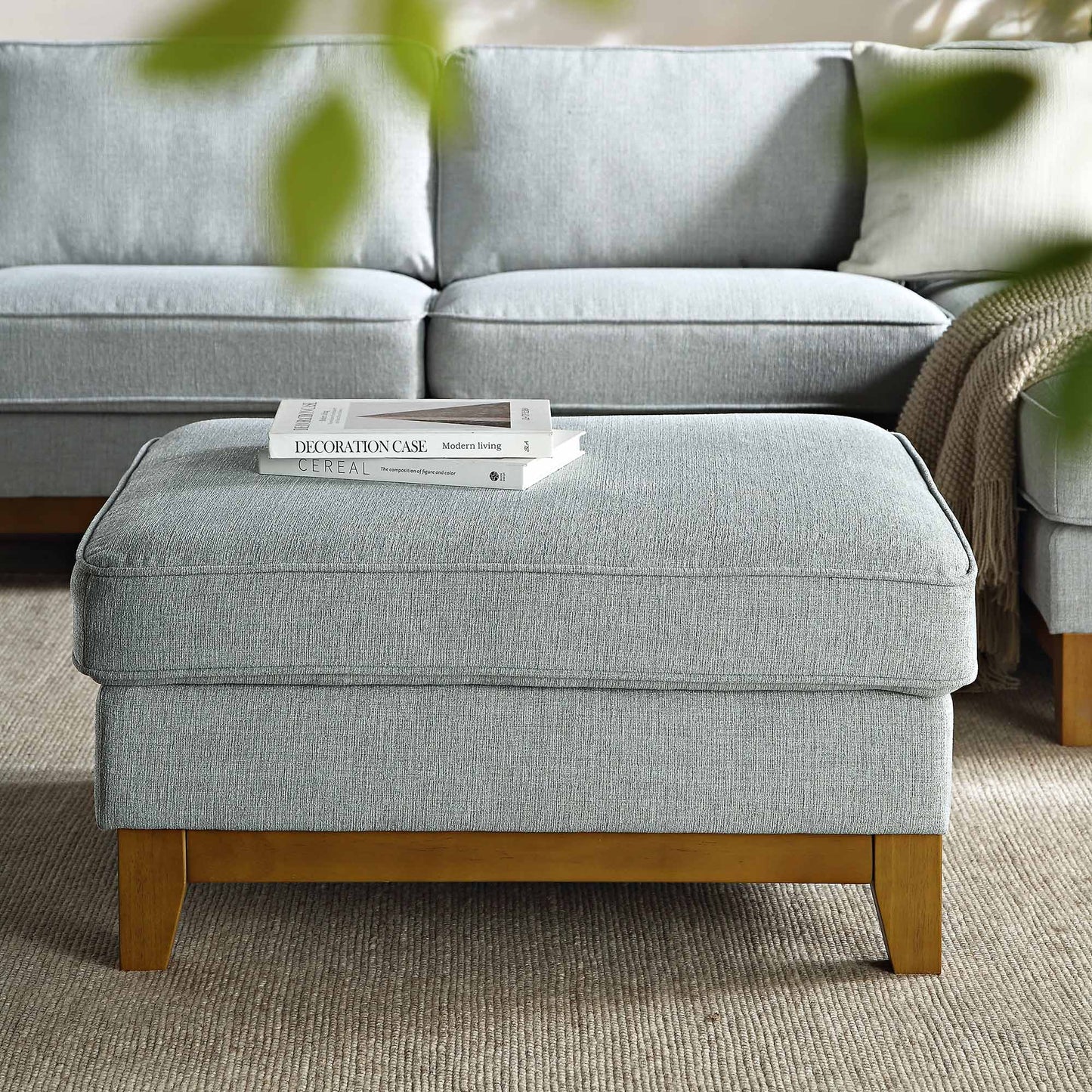 Repose-pieds de rangement en tissu tissé Dipley Sage