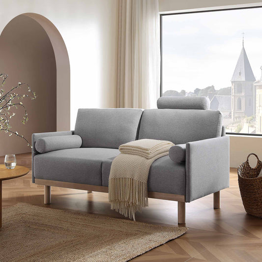 Canapé 2 places en tissu gris chiné Timber