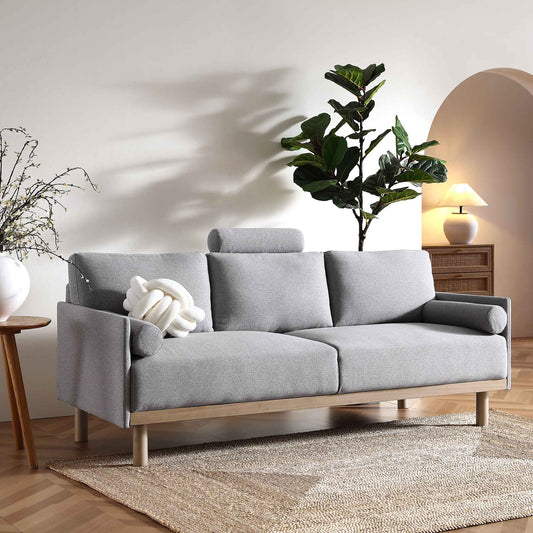 Canapé 3 places en tissu gris chiné Timber