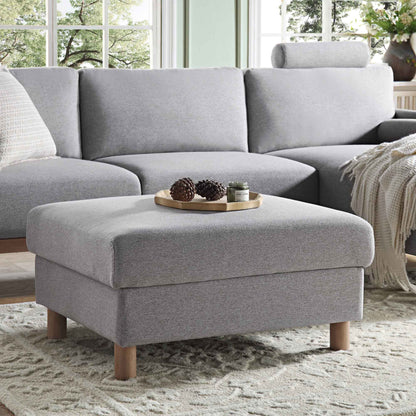 Pouf de rangement en tissu gris chiné Timber