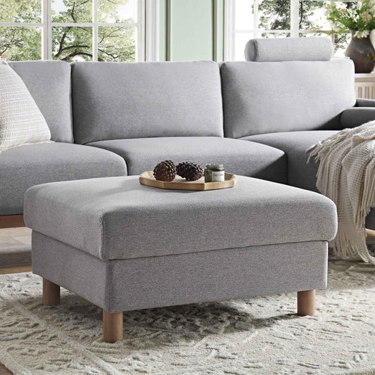 Pouf de rangement en tissu gris chiné Timber