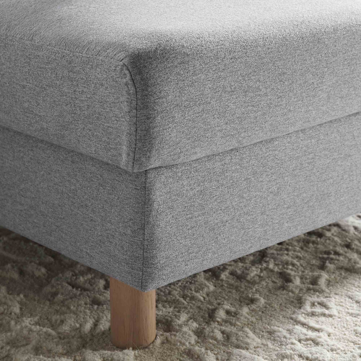 Pouf de rangement en tissu gris chiné Timber
