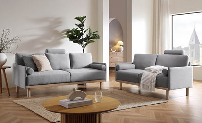 Canapé 2 places en tissu gris chiné Timber
