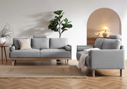 Canapé 3 places en tissu gris chiné Timber