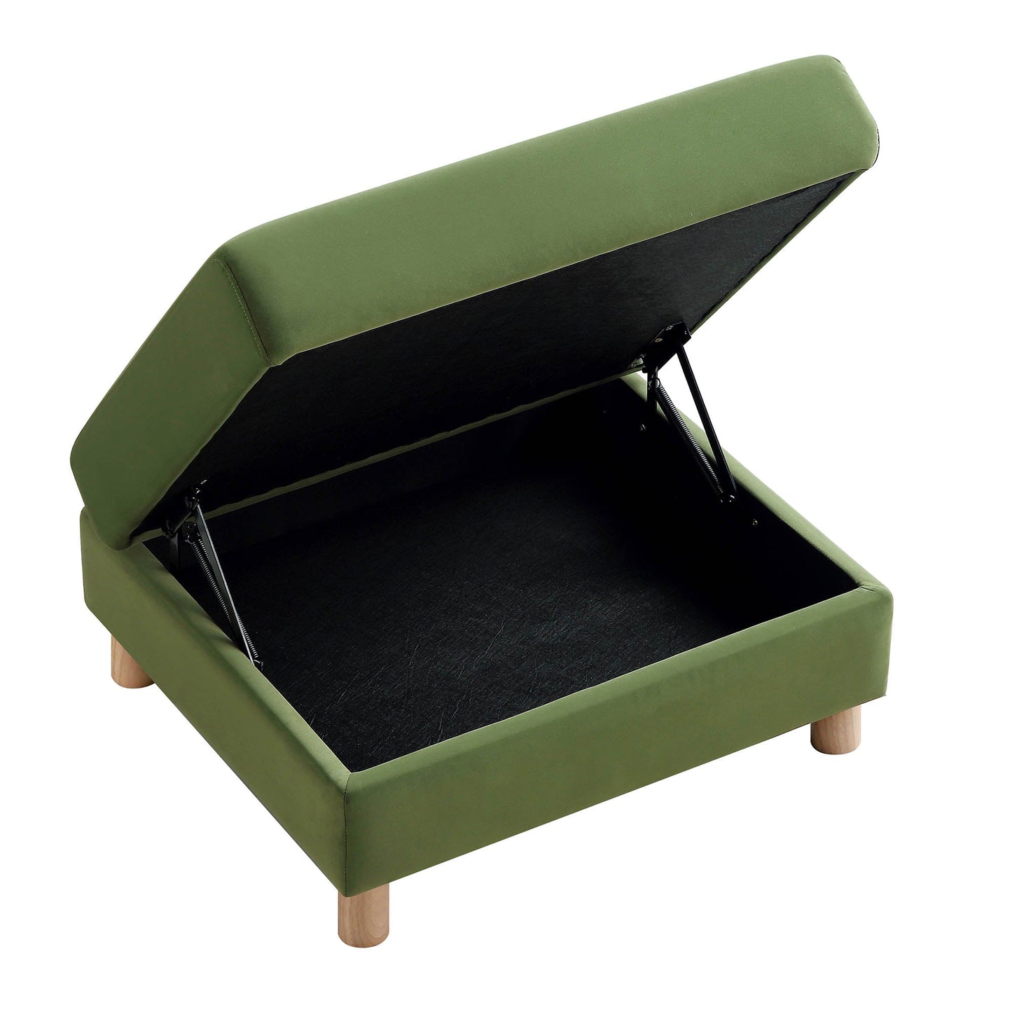 Pouf de rangement en velours vert fougère Timber