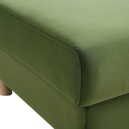 Pouf de rangement en velours vert fougère Timber