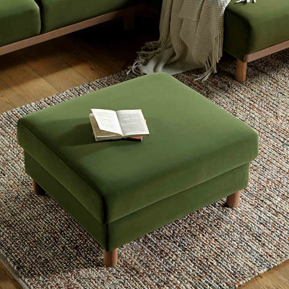 Pouf de rangement en velours vert fougère Timber