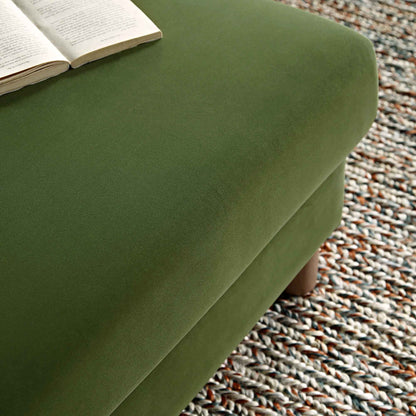 Pouf de rangement en velours vert fougère Timber