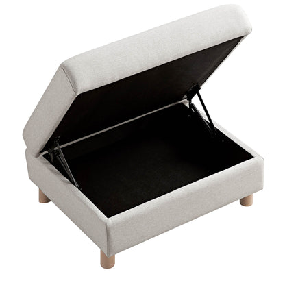 Pouf de rangement en tissu Timber Oatmeal