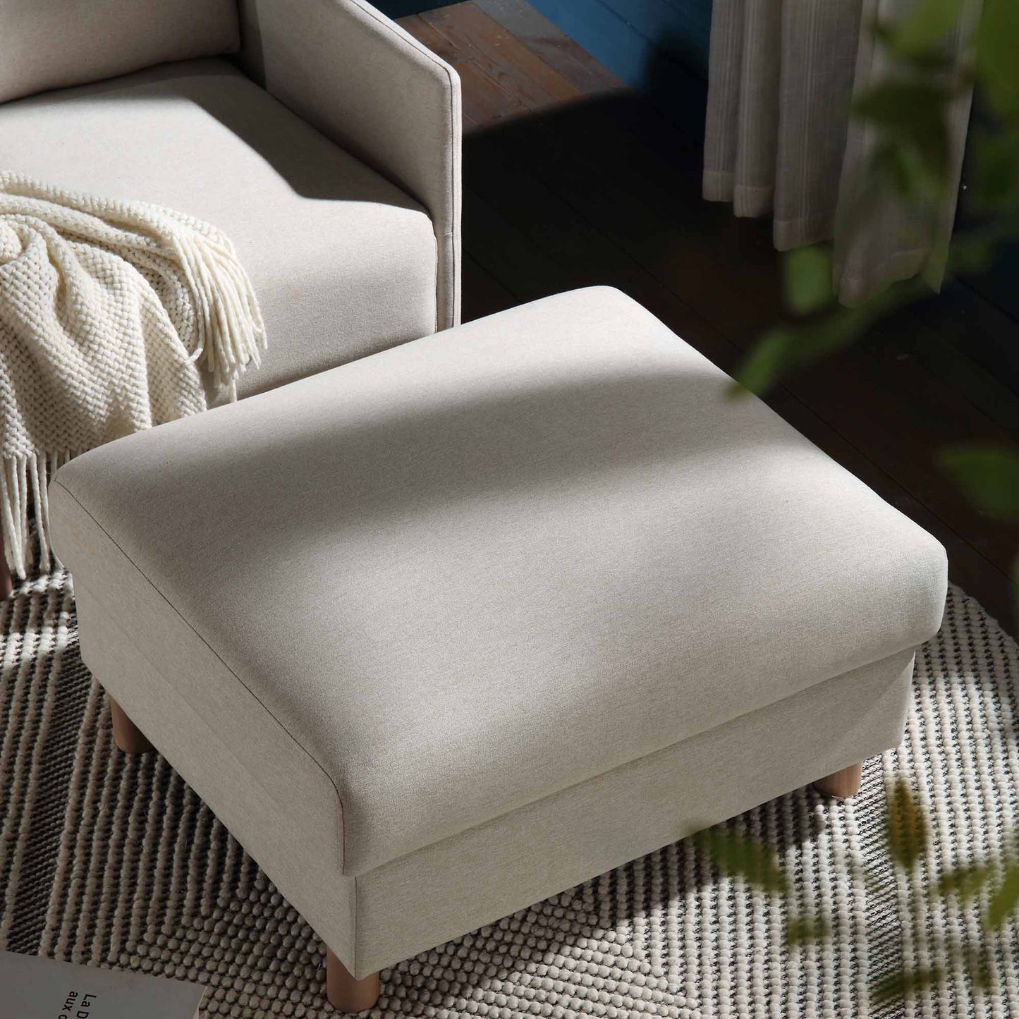 Pouf de rangement en tissu Timber Oatmeal