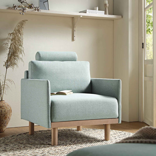 Fauteuil en tissu vert sauge Timber