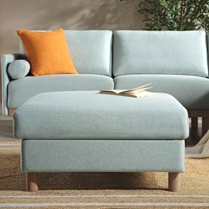 Pouf de rangement en tissu vert sauge Timber