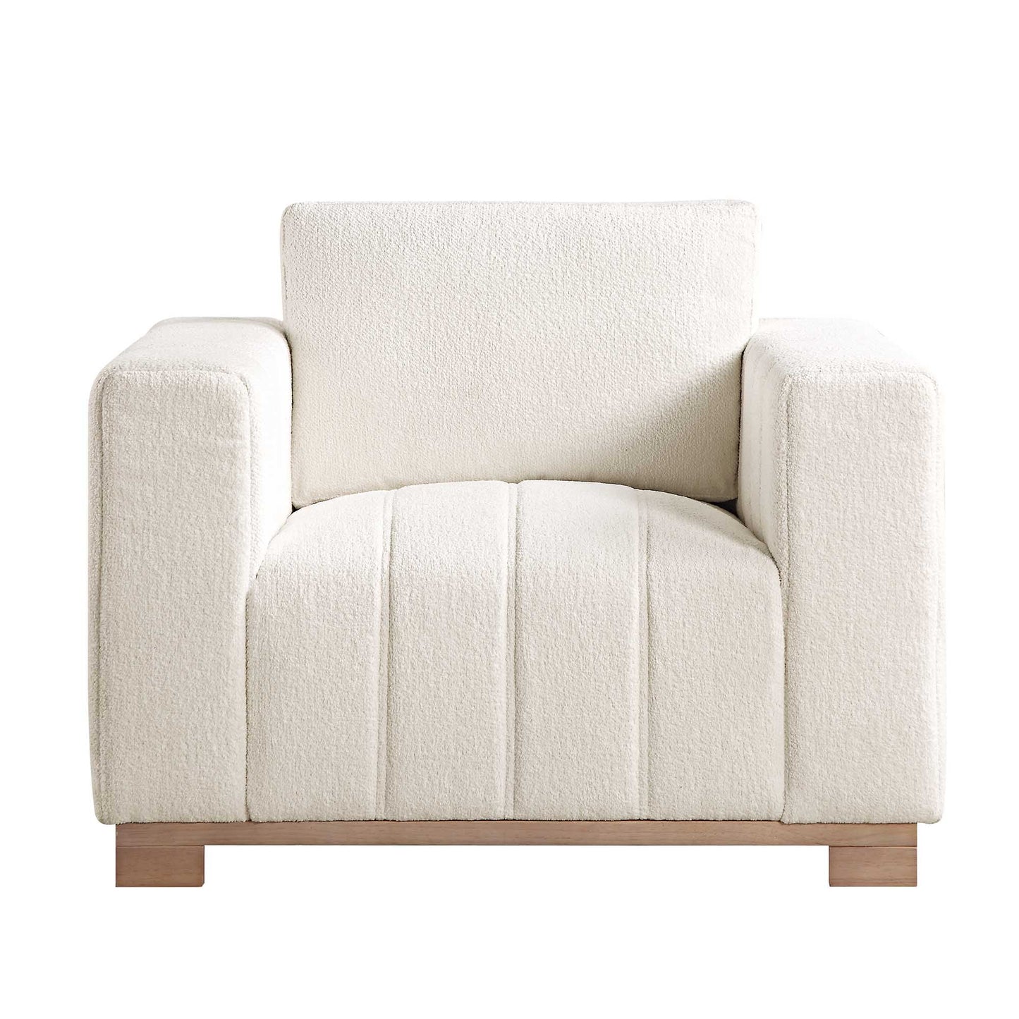 Canapé Belsize Beige Boucle avec base en bois, 1 place