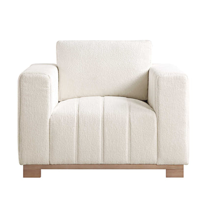 Canapé Belsize Beige Boucle avec base en bois, 1 place