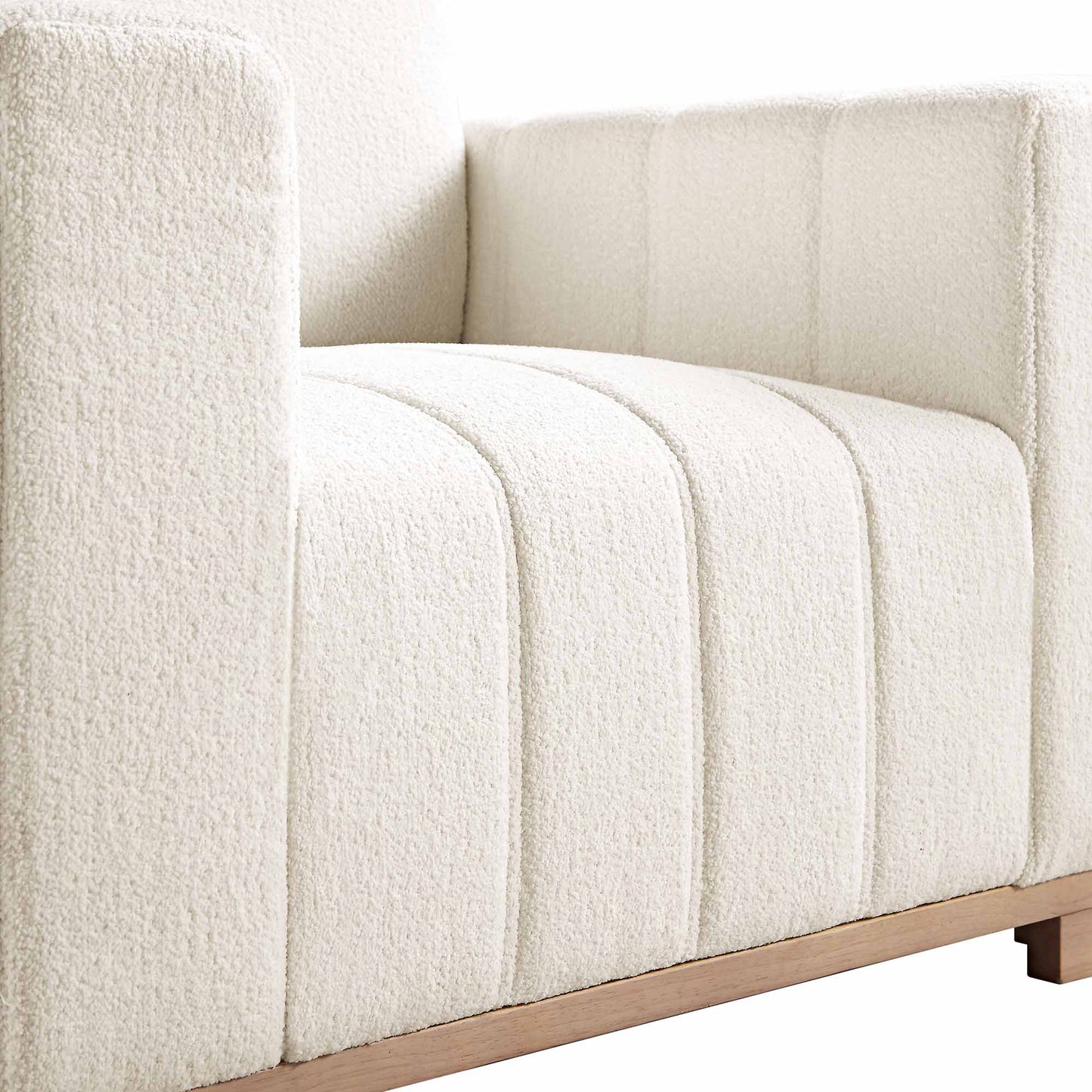 Canapé Belsize Beige Boucle avec base en bois, 1 place
