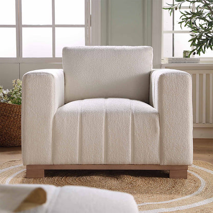 Canapé Belsize Beige Boucle avec base en bois, 1 place