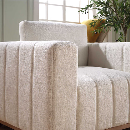 Canapé Belsize Beige Boucle avec base en bois, 1 place