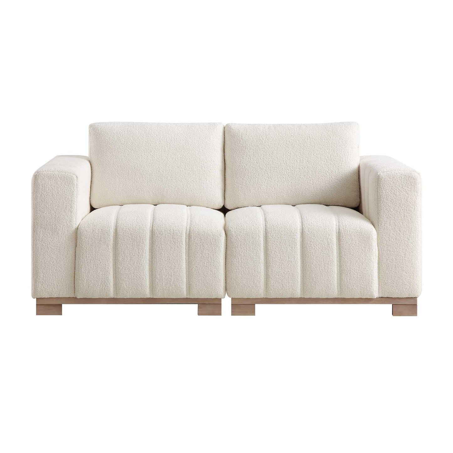 Canapé Belsize Beige Boucle avec base en bois, 2 places