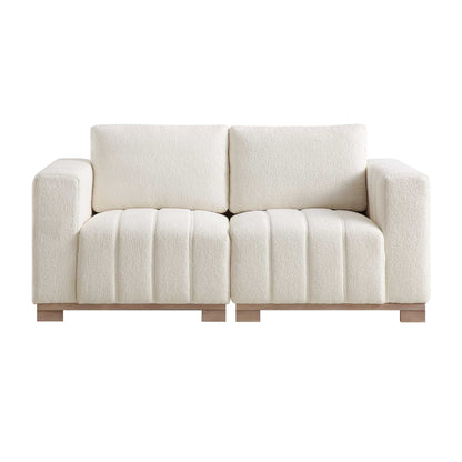 Canapé Belsize Beige Boucle avec base en bois, 2 places