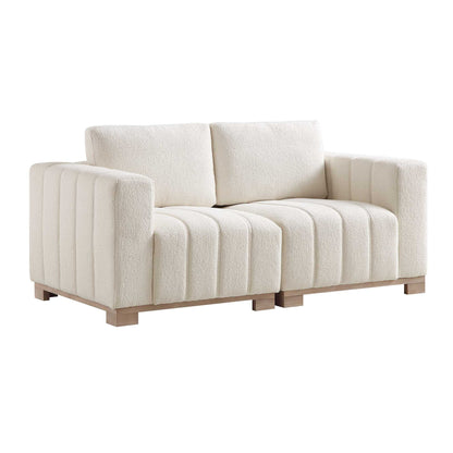 Canapé Belsize Beige Boucle avec base en bois, 2 places