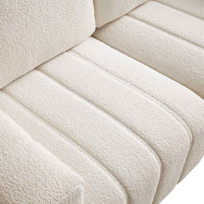 Canapé Belsize Beige Boucle avec base en bois, 2 places
